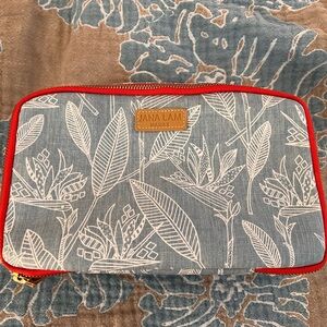 Jana Lam Blue Coated Bird Of paradise Toiletry Bag